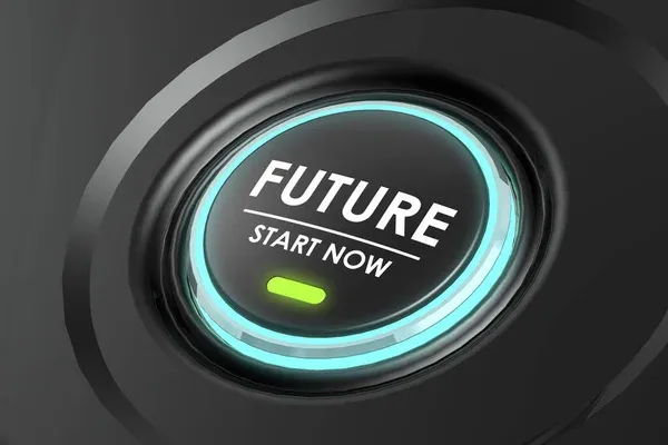 botón de inicio de un futuro tecnológico