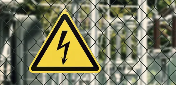 Señal de advertencia de alta tensión, protección eléctrica
