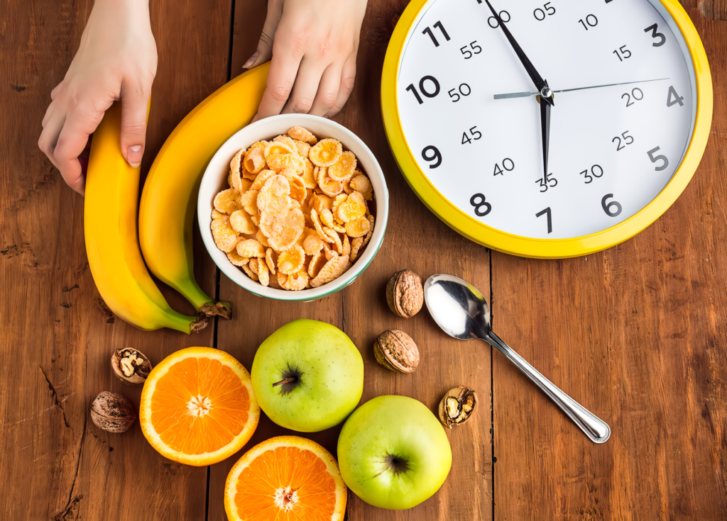 mano de la chica con alimentos