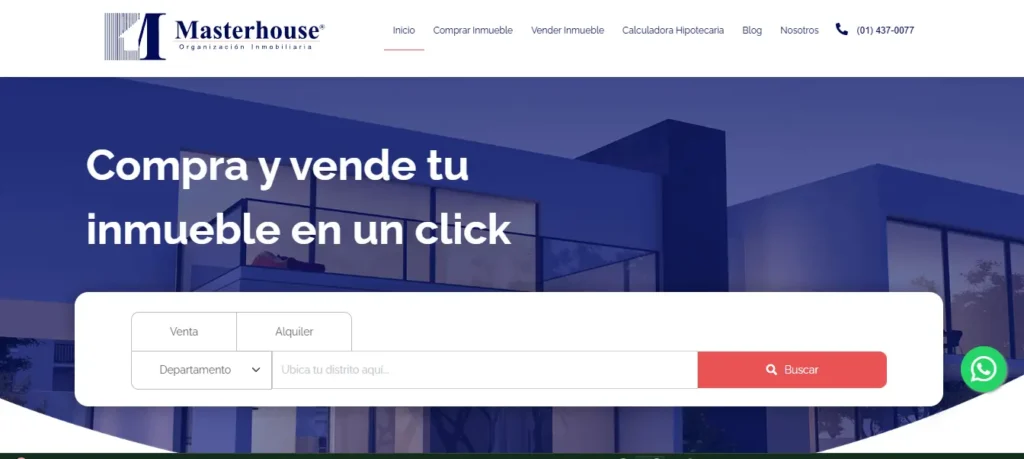 Landing page - Home de Masterhouse, agencia inmobiliaria.