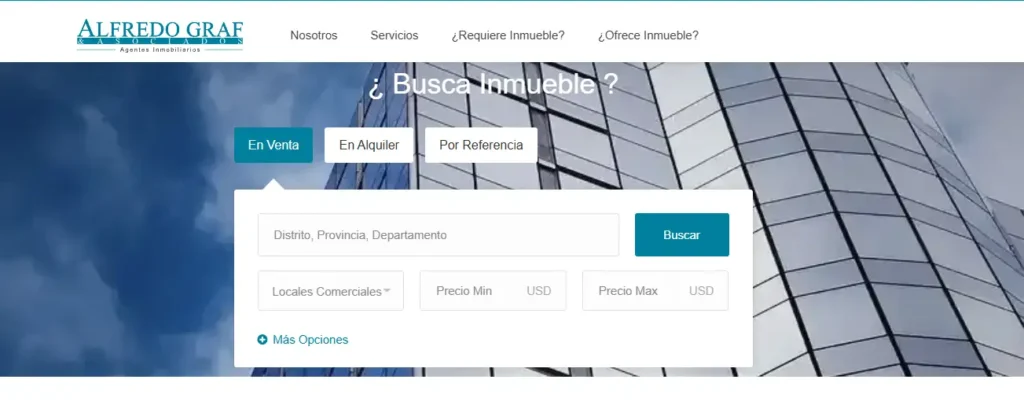 Landing page de Alfredo Gaff, agencia inmobiliaria