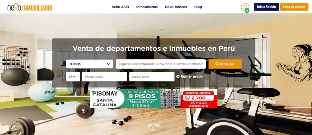 Landing page de Nexo inmobiliario. 
