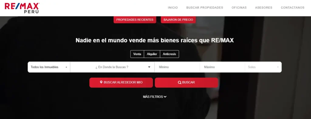 Landing page de RE/MAX Perú