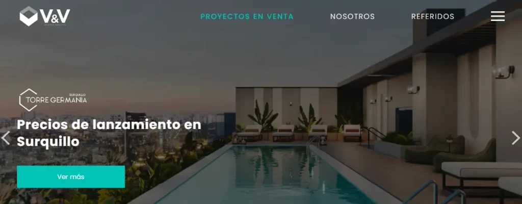 V&V inmobiliaria, landing page
