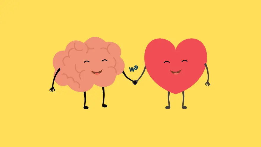 un corazon y un cerebro tomados de la mano