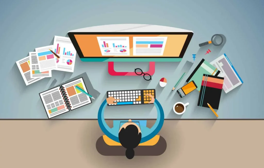 Persona preparando un diseño web para una página