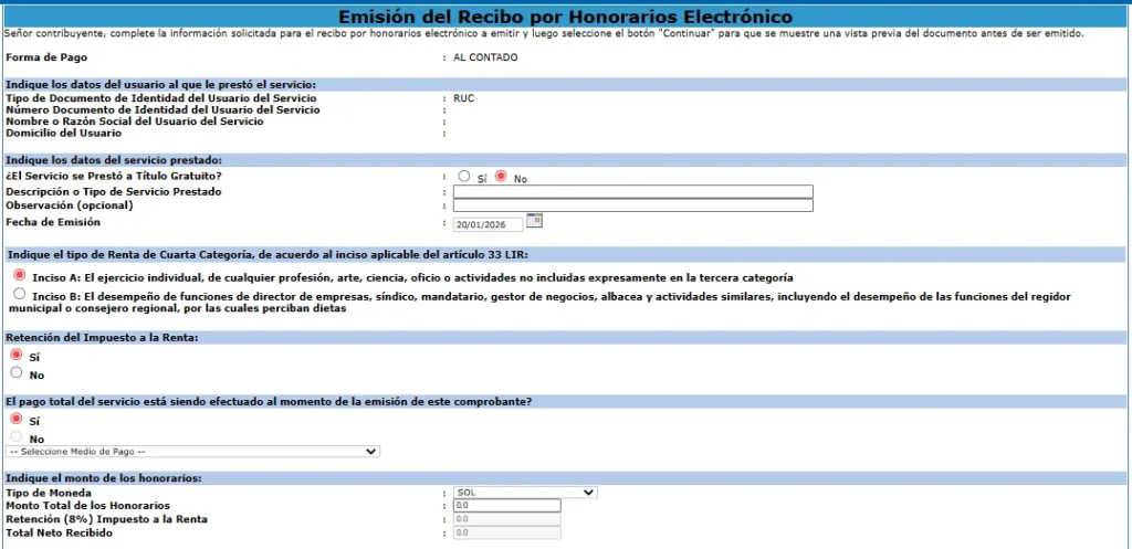 Paso a paso para emitir recibo por honorarios electrónico
