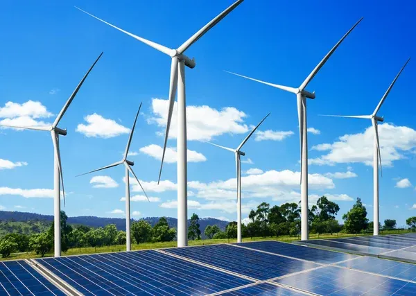 Panel de energía solar célula fotovoltaica y aerogenerador generador de energía