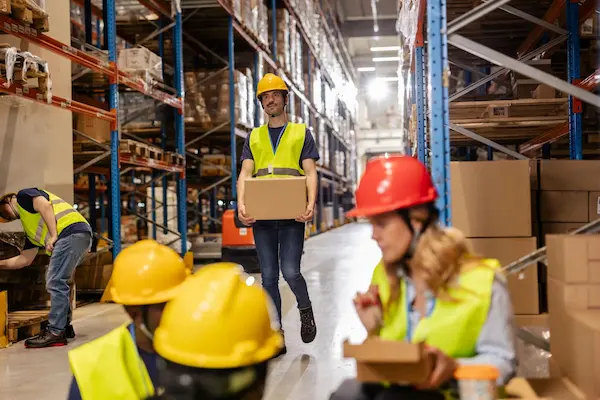 varios trabajadores en deposito